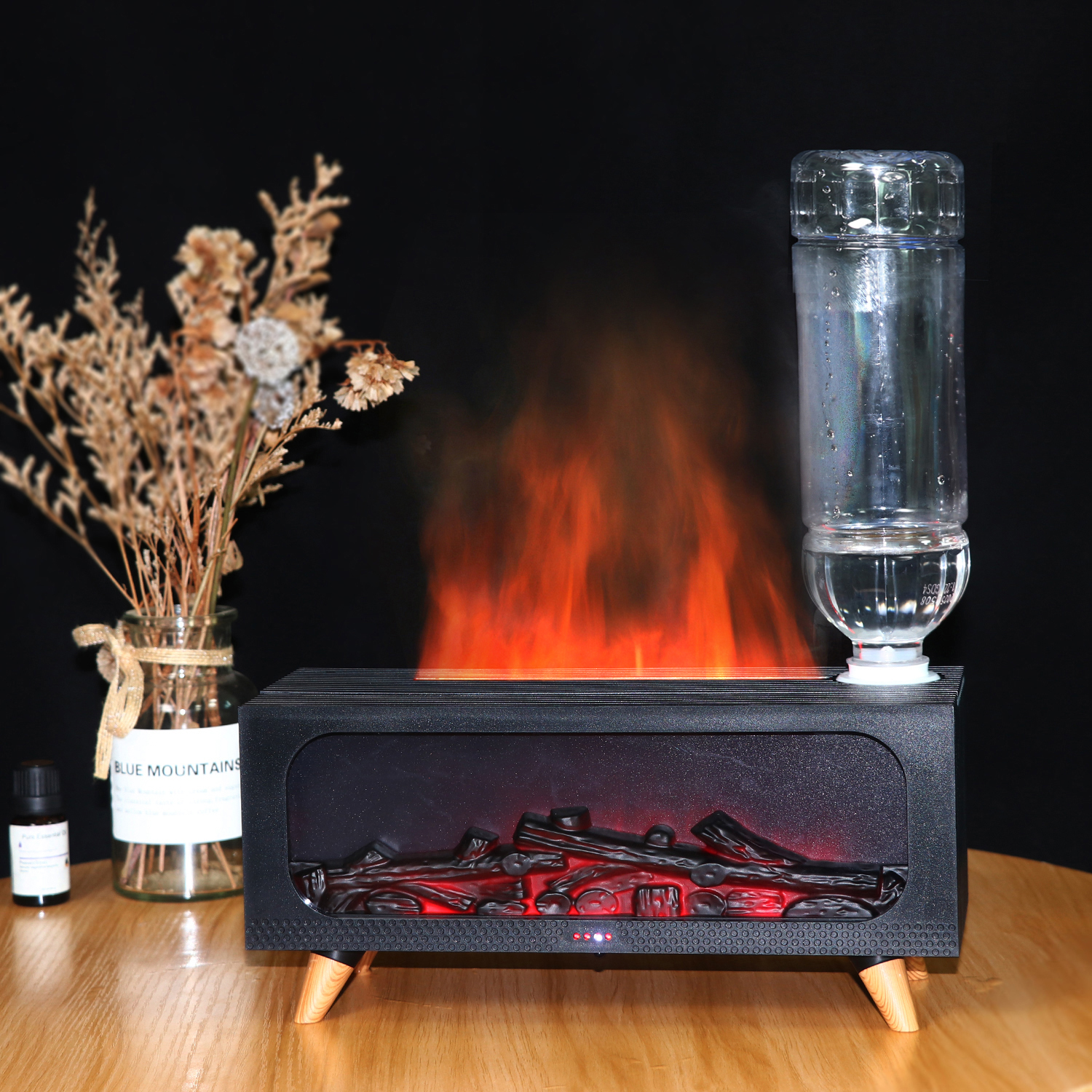 דיפיוזר 'אפקט הלהבה' | מכשיר אדים דקורטיבי עם תאורת קמין 3D